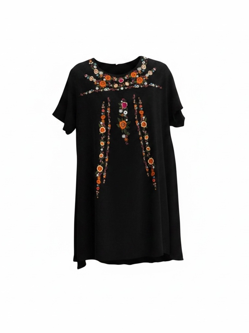 A Beautiful Soul Black Floral
Embroidered Dress Sz A L 100%
Rayon Above Knee